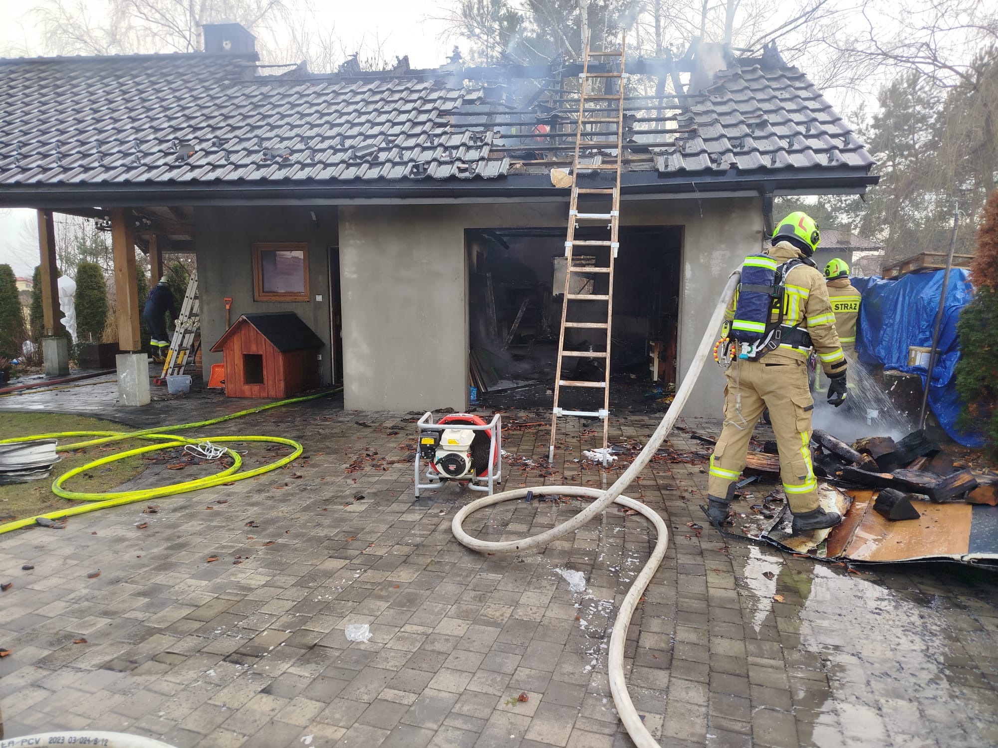 Maszkienice. Pożar budynku gospodarczego/ 8 lutego 2025 r.