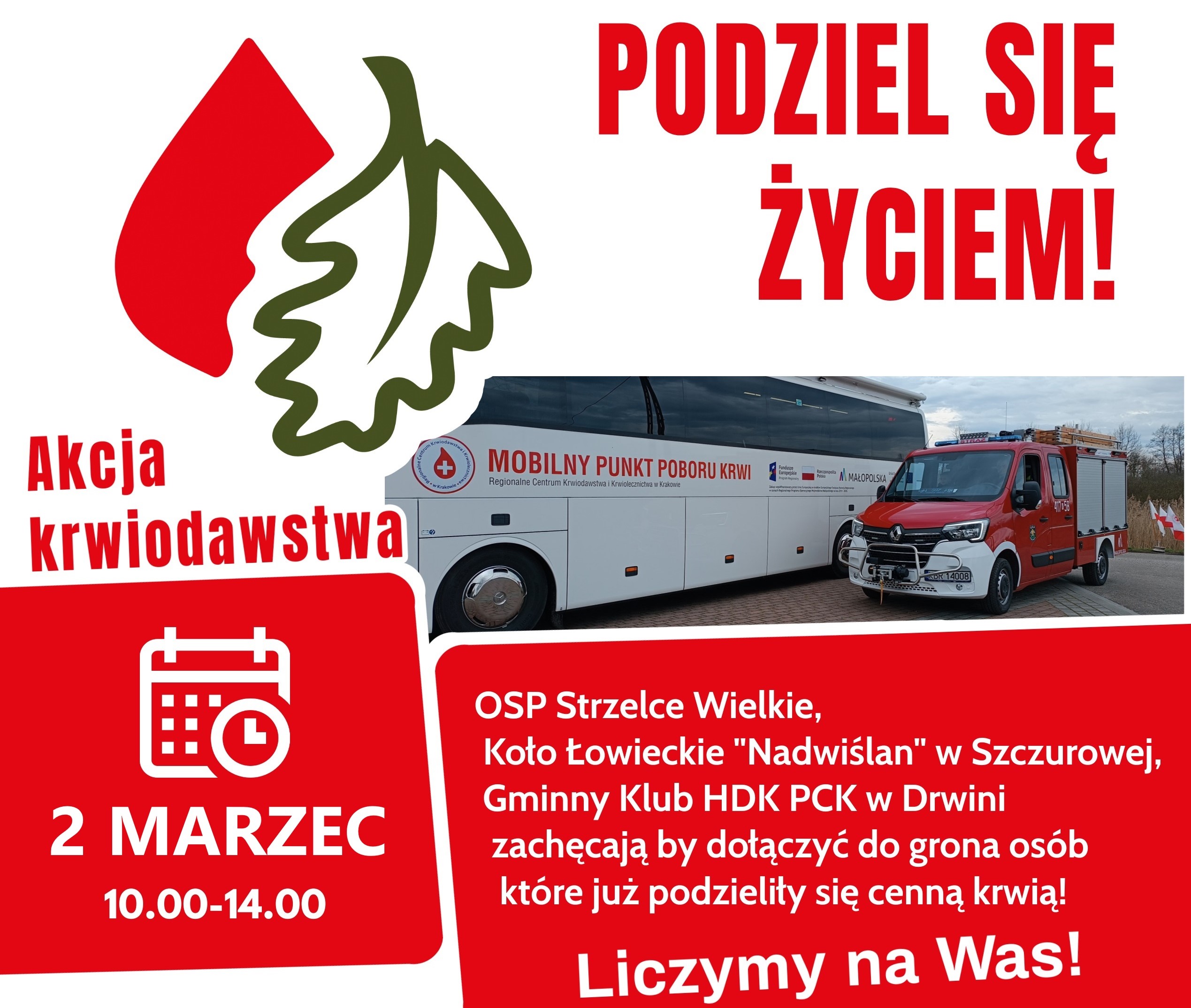 Zaproszenie na akcję krwiodawstwa w Strzelcach Wielkich / 2 marca 2025 r.