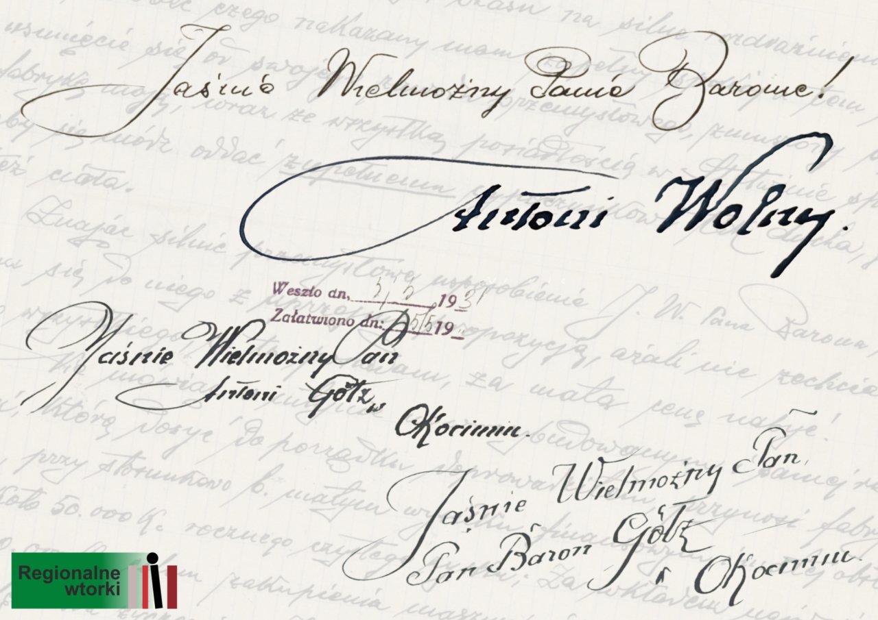 Jaśnie Wielmożny Panie Baronie! – o korespondencji Antoniego Wolnego ze Słotwiny z właścicielami Browaru Okocim