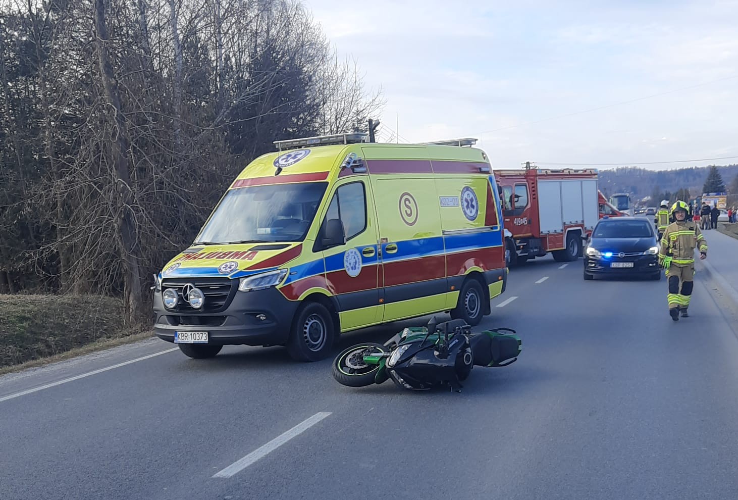 Zderzenie motocykla i samochodu osobowego w Uszwi / 9 marca 2025 r.