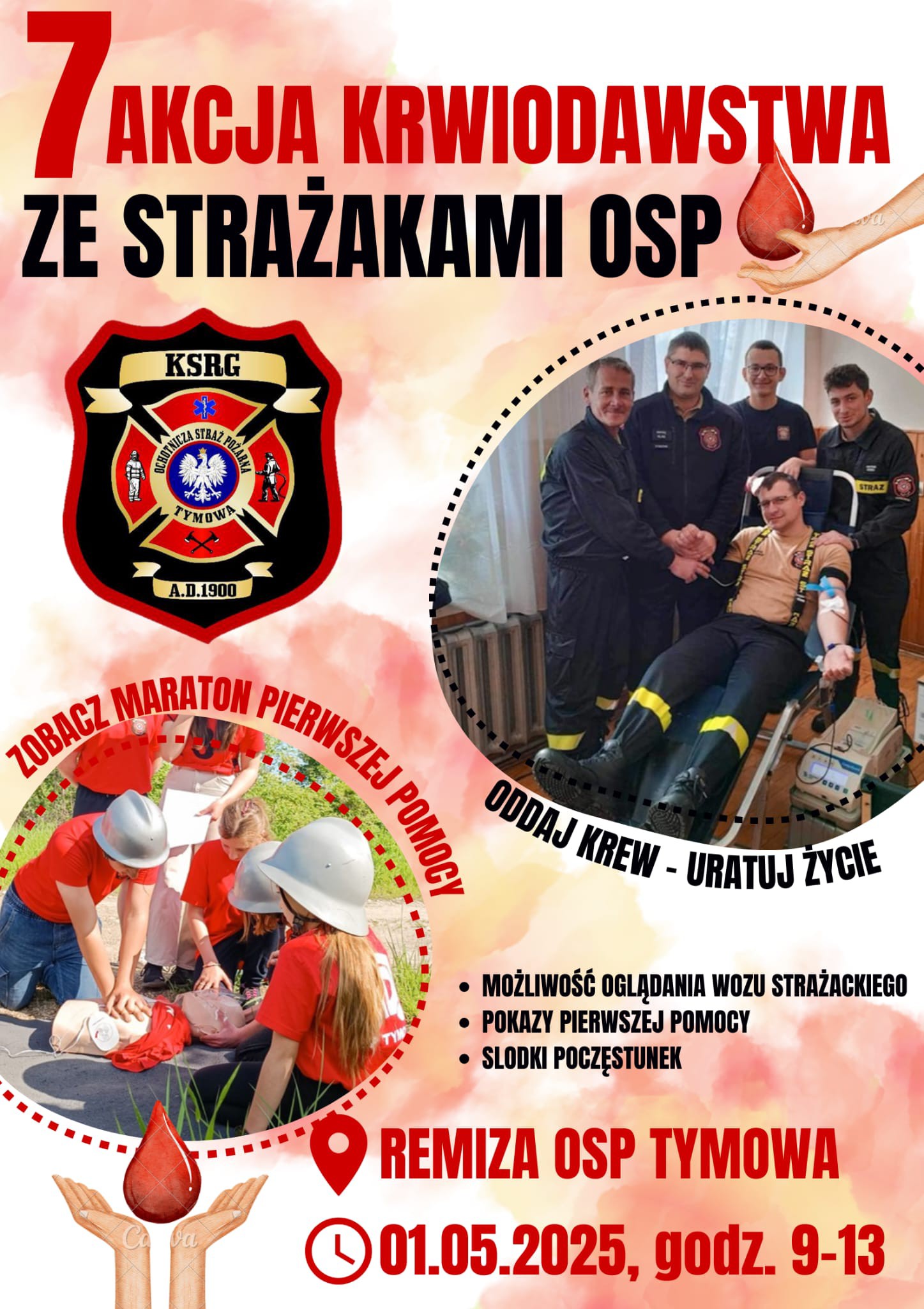 Strażacy z Tymowej zapraszają na akcję krwiodawstwa. 1 maja 2025 r.