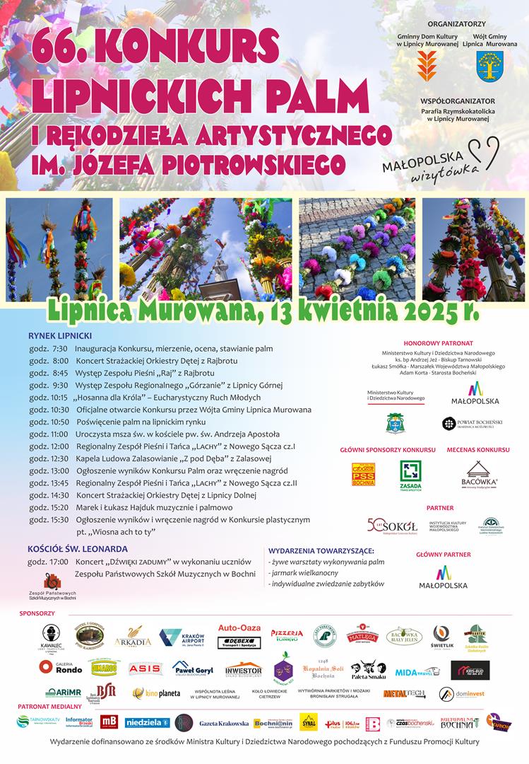 Niedziela palmowa w Lipnicy Murowanej. Program konkursu / 13 kwietnia 2025 r.