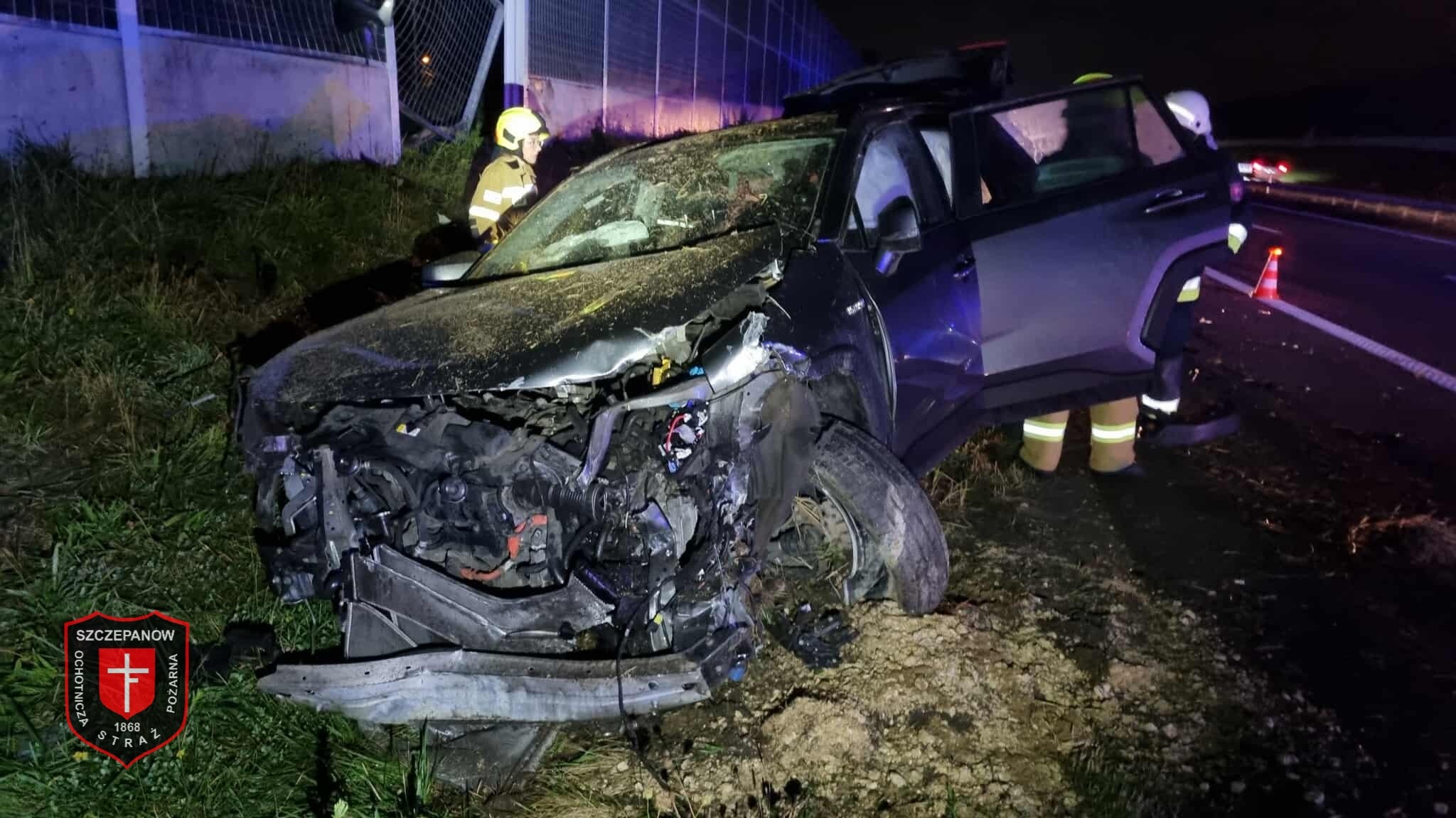 Szczepanów. Rozbity samochód na autostradzie A4 / 11 września 2025 r.