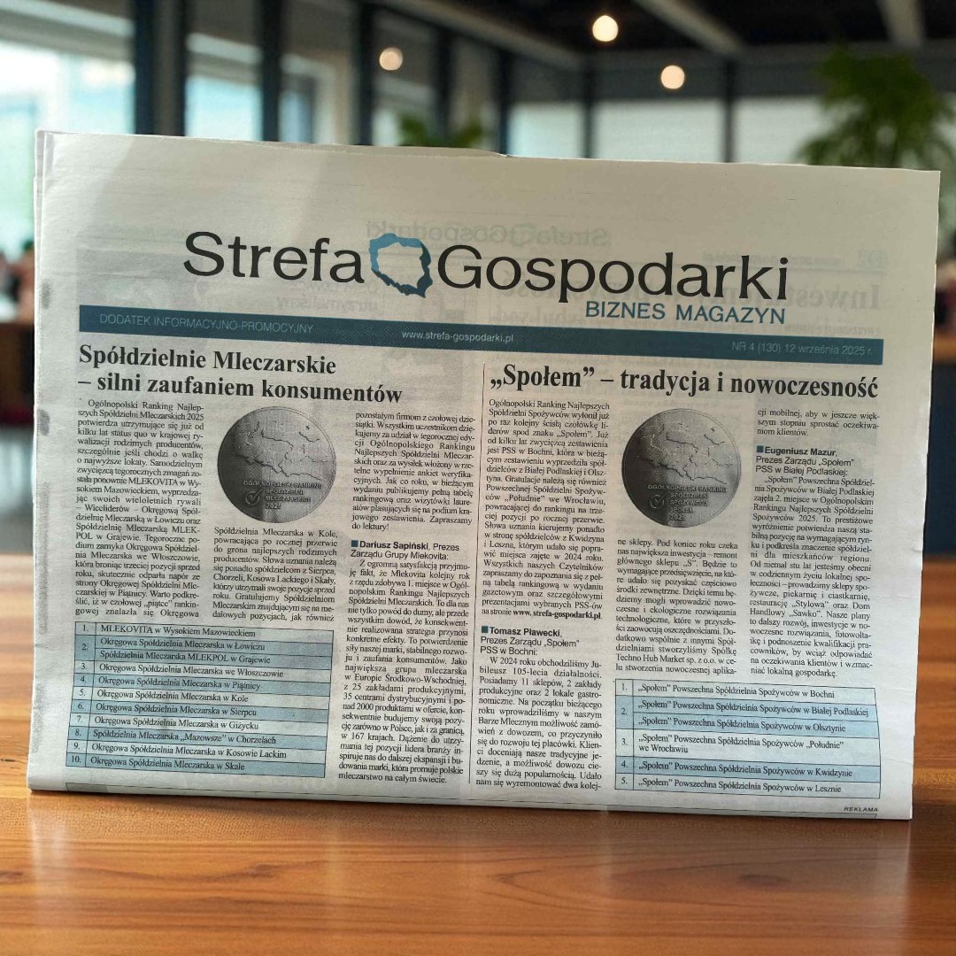 „Społem” PSS Bochnia po raz kolejny najlepszą spółdzielnią spożywców w Polsce