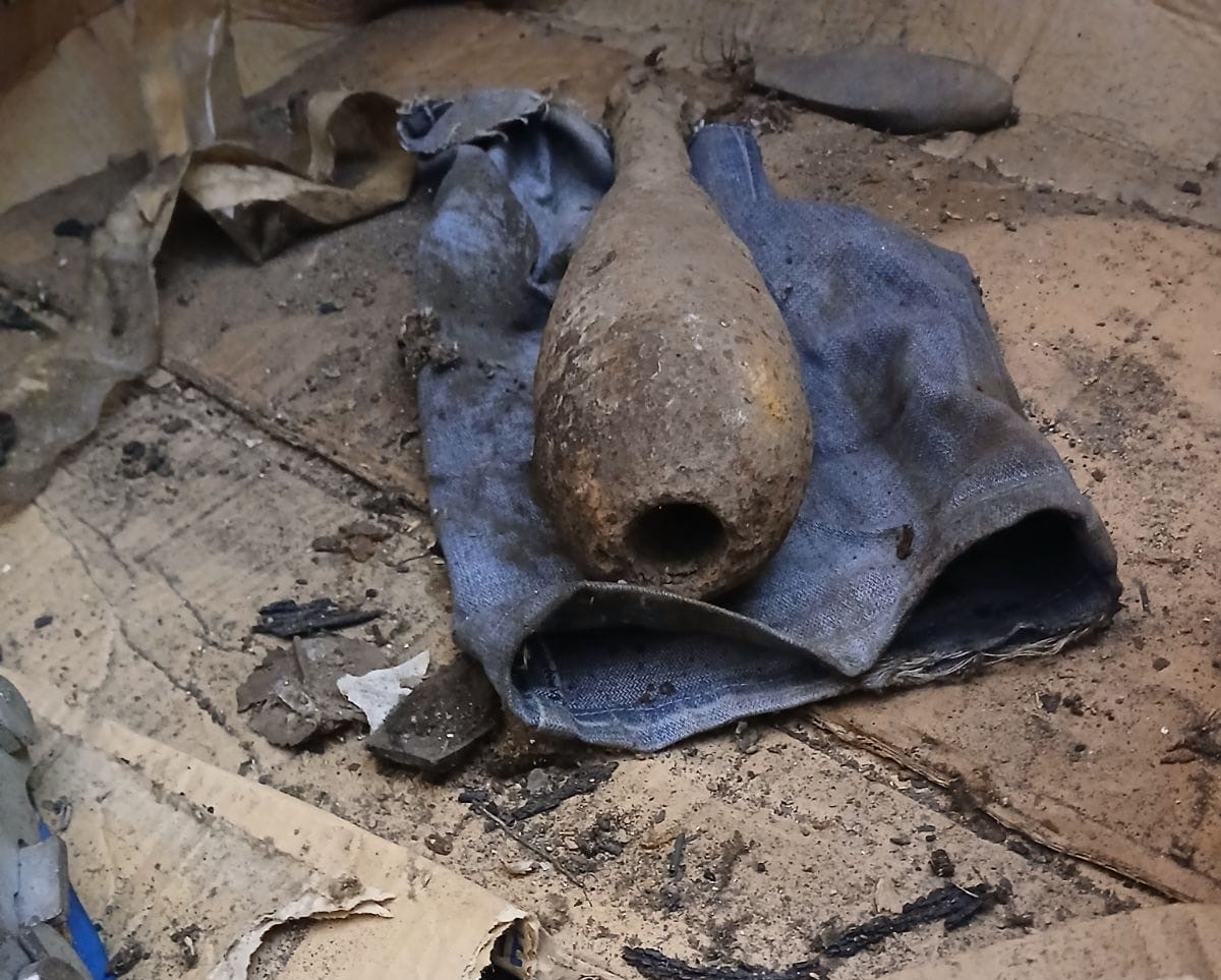 Niewybuch pocisku moździerzowego ujawniony na prywatnej posesji