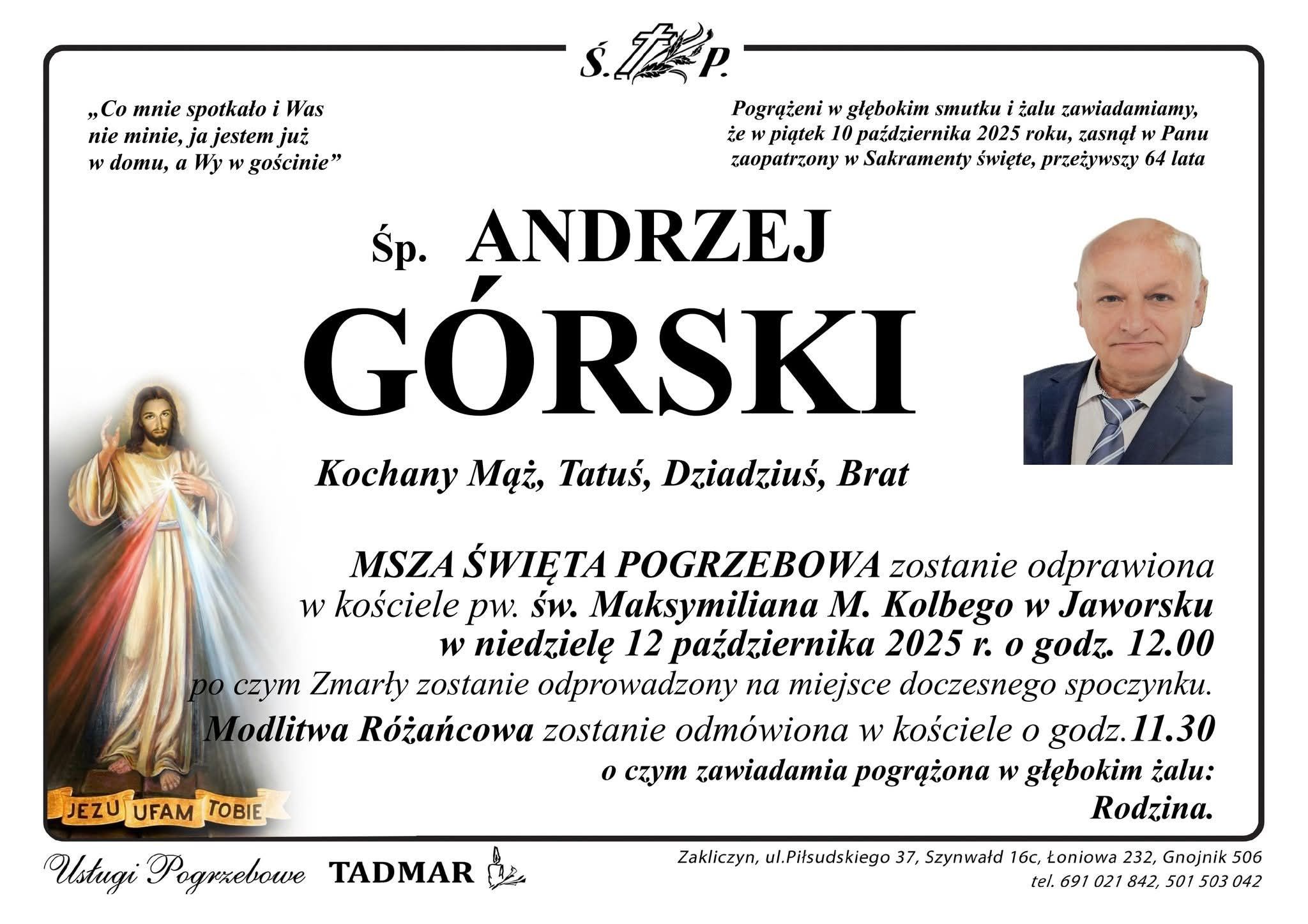 Zmarł Prezes Ochotniczej Straży Pożarnej w Jaworsku, druh Andrzej Górski