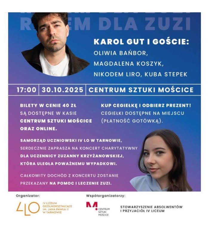 Koncert charytatywny dla Zuzi Krzyżanowskiej z Łoponia / 30 października 2025 r.