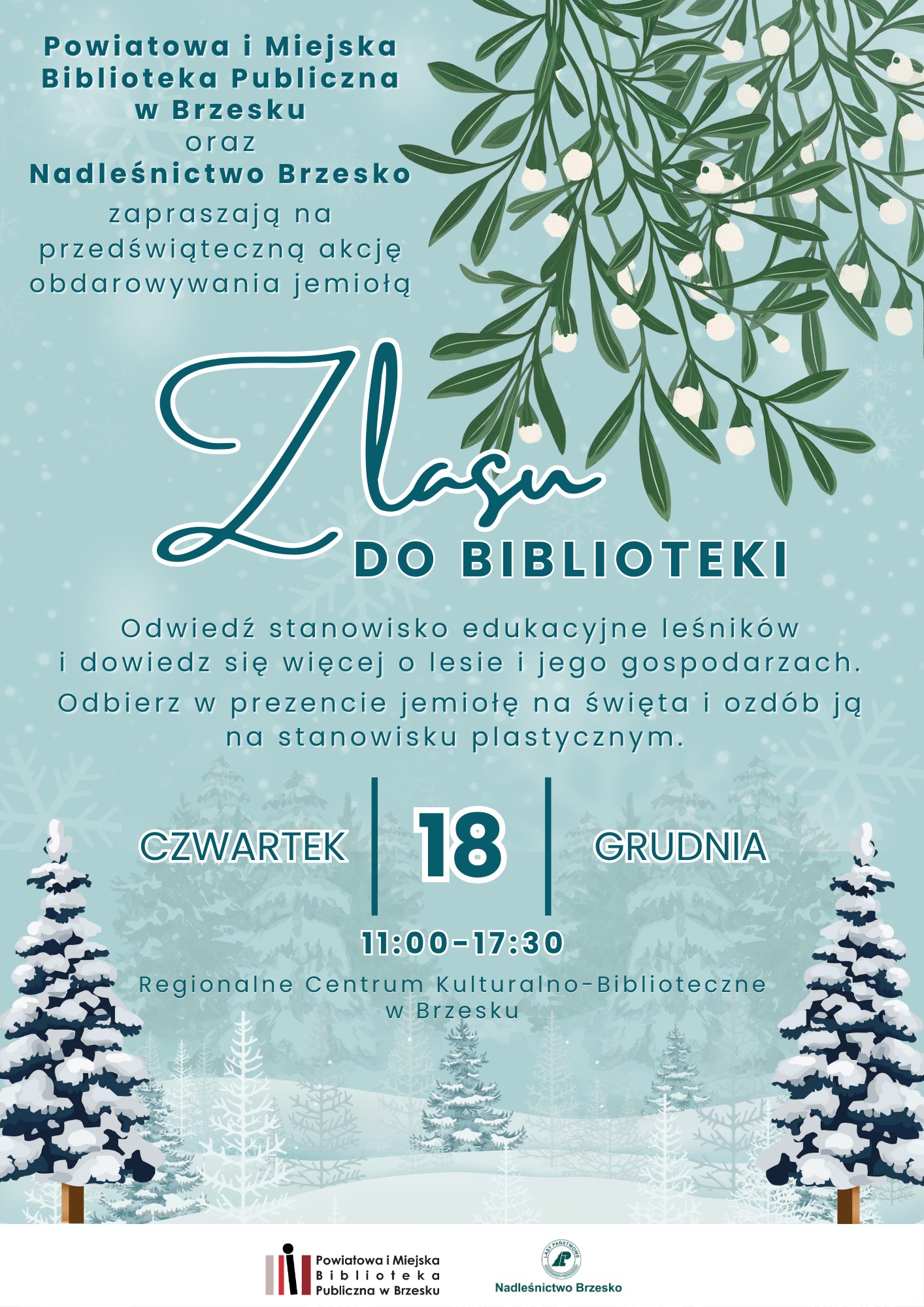 Brzesko. Z lasu do biblioteki – przedświąteczna akcja obdarowywania jemiołą