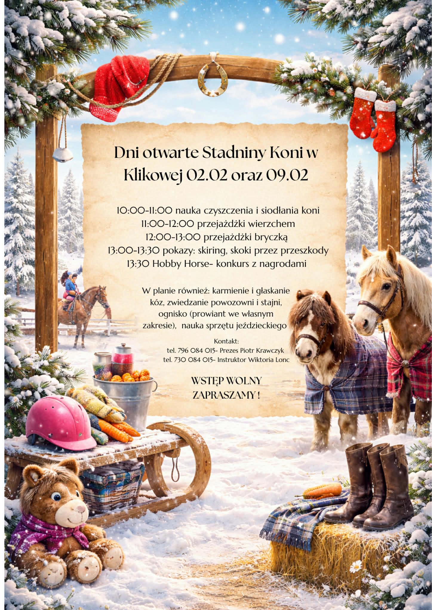 Dni Otwarte w Stadninie Koni w Klikowej / 2 i 9 lutego 2026 r.