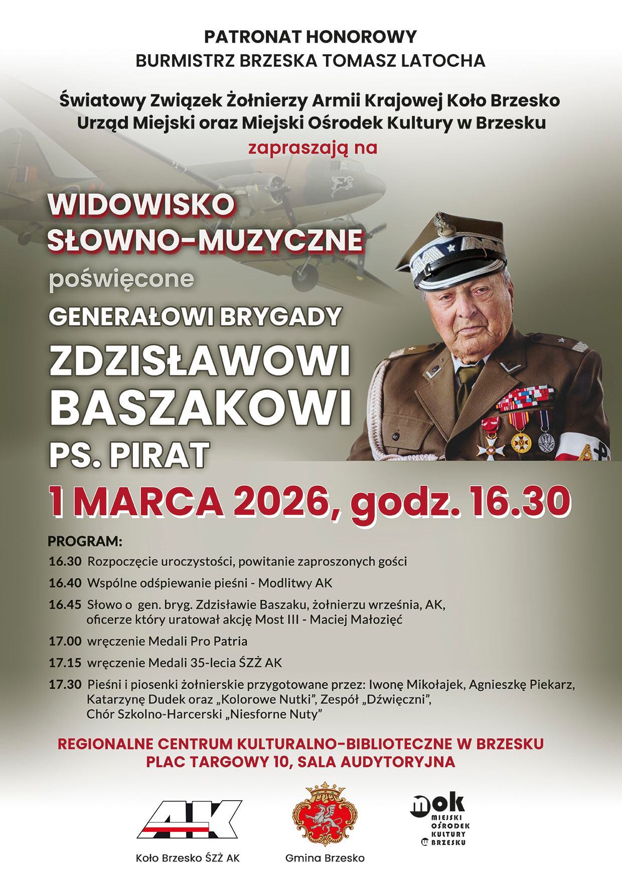 Pamięci gen. bryg. Zdzisława Baszaka „Pirata”. Widowisko słowno-muzyczne w Brzesku