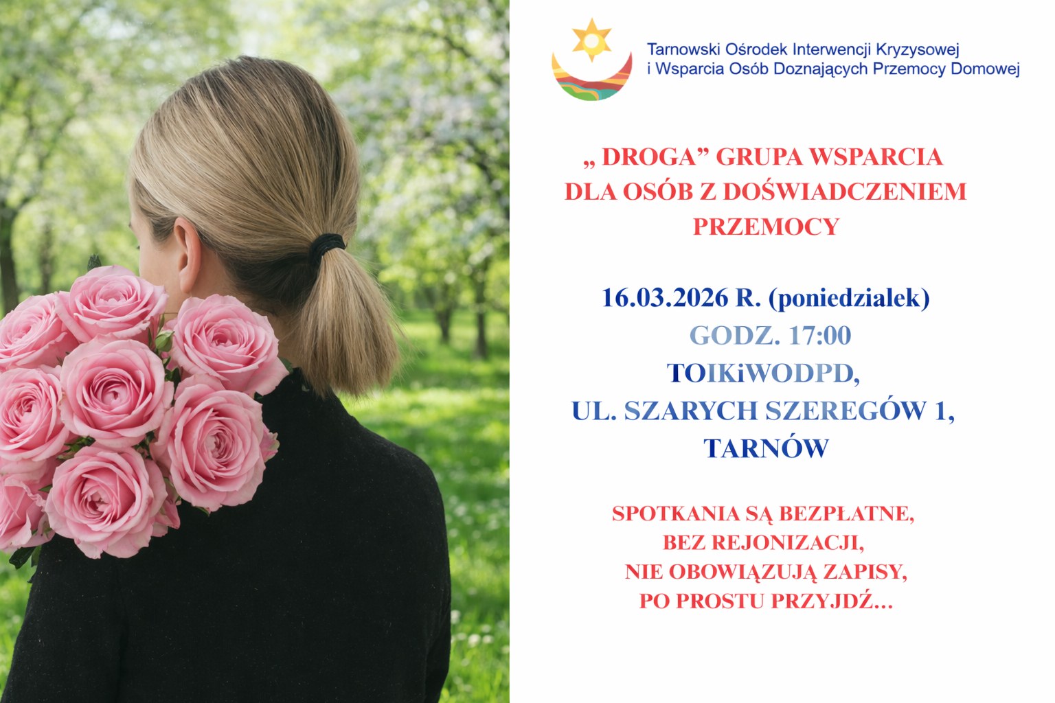 Wsparcie dla osób doświadczających przemocy domowej. Bezpłatne spotkania w Tarnowie