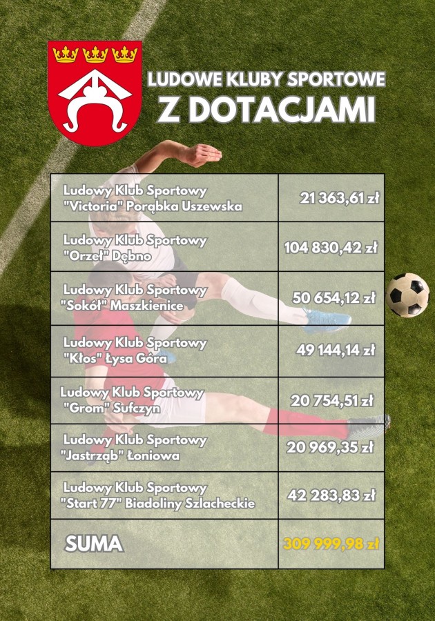 Ponad 300 tys. zł dla klubów sportowych w Gminie Dębno