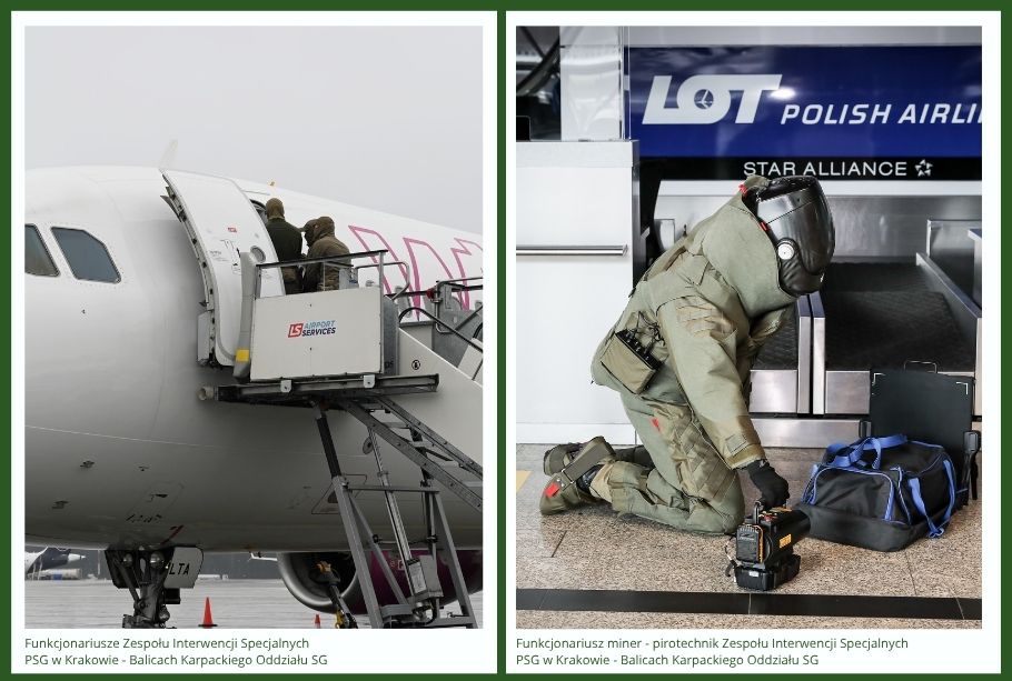 Zatrzymania, interwencje i alarmy pirotechniczne. Pracowity weekend KaOSG na lotnisku Kraków – Balice