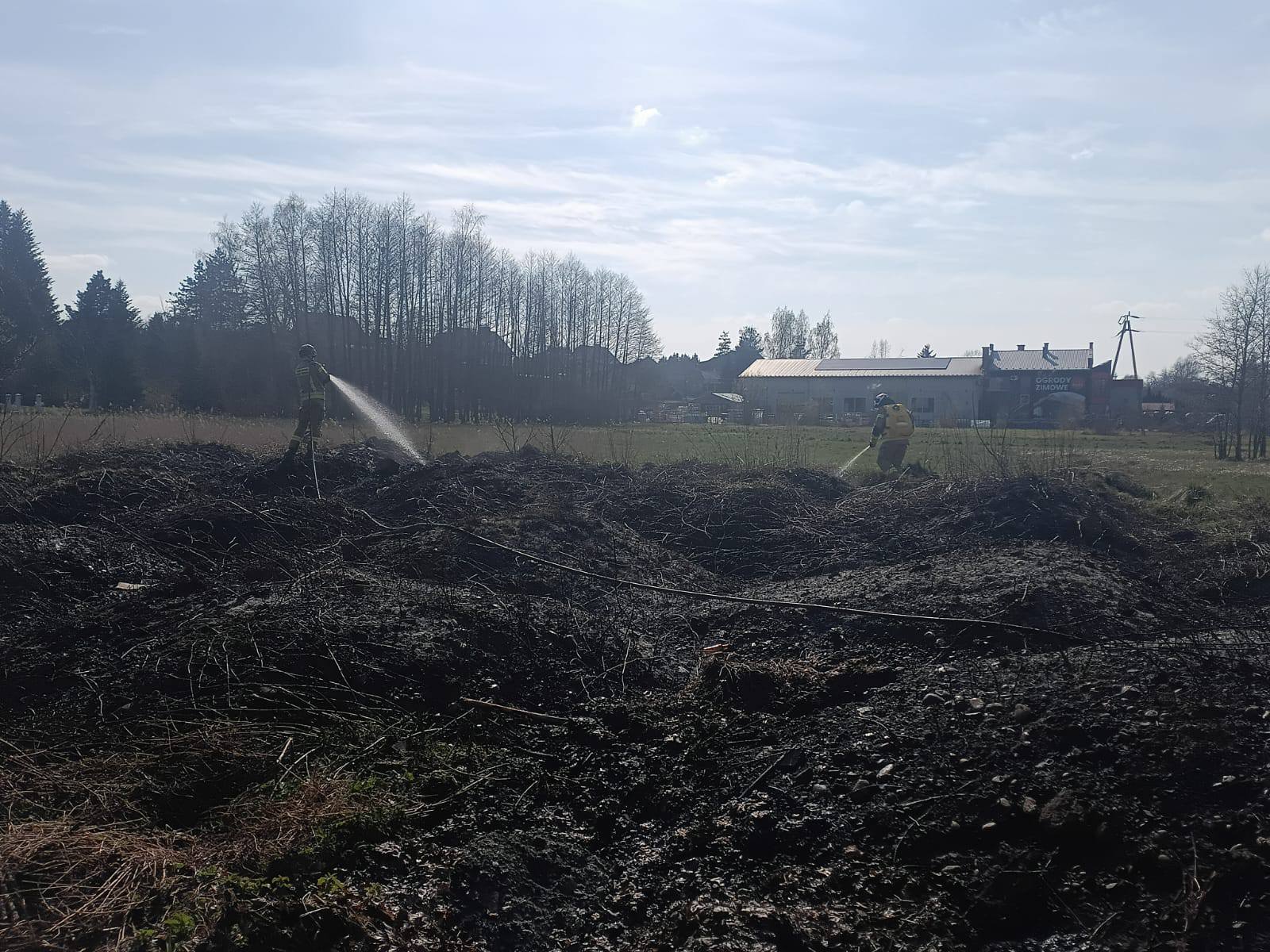 Pożar traw w Jadownikach. Za wypalanie traw grożą wysokie kary