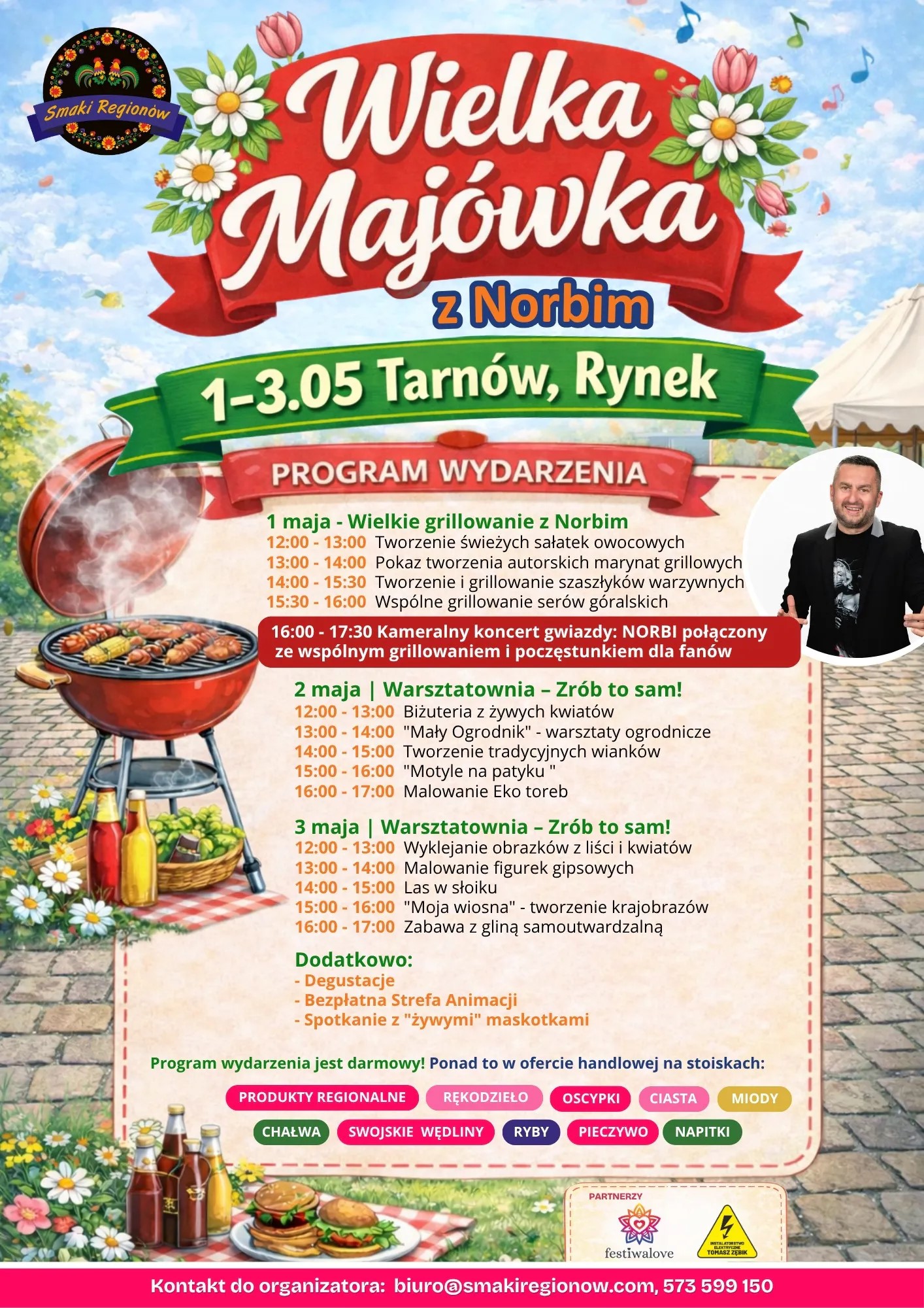 Trzy dni grillowania, muzyki i zabawy. „Wielka Majówka z Norbim” na Rynku w Tarnowie