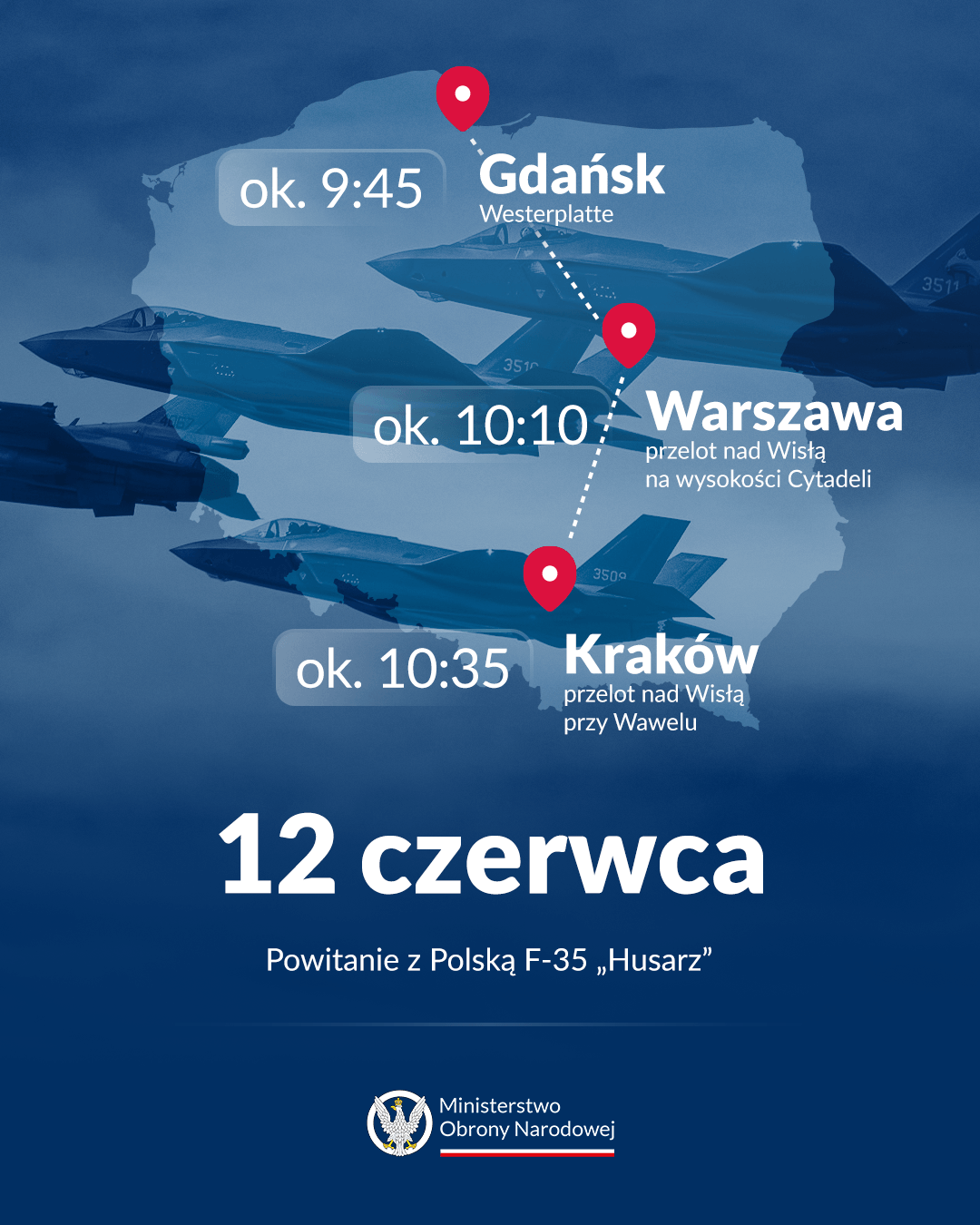 „Husarze” nad Wawelem. W piątek wyjątkowy przelot F-35 nad Krakowem