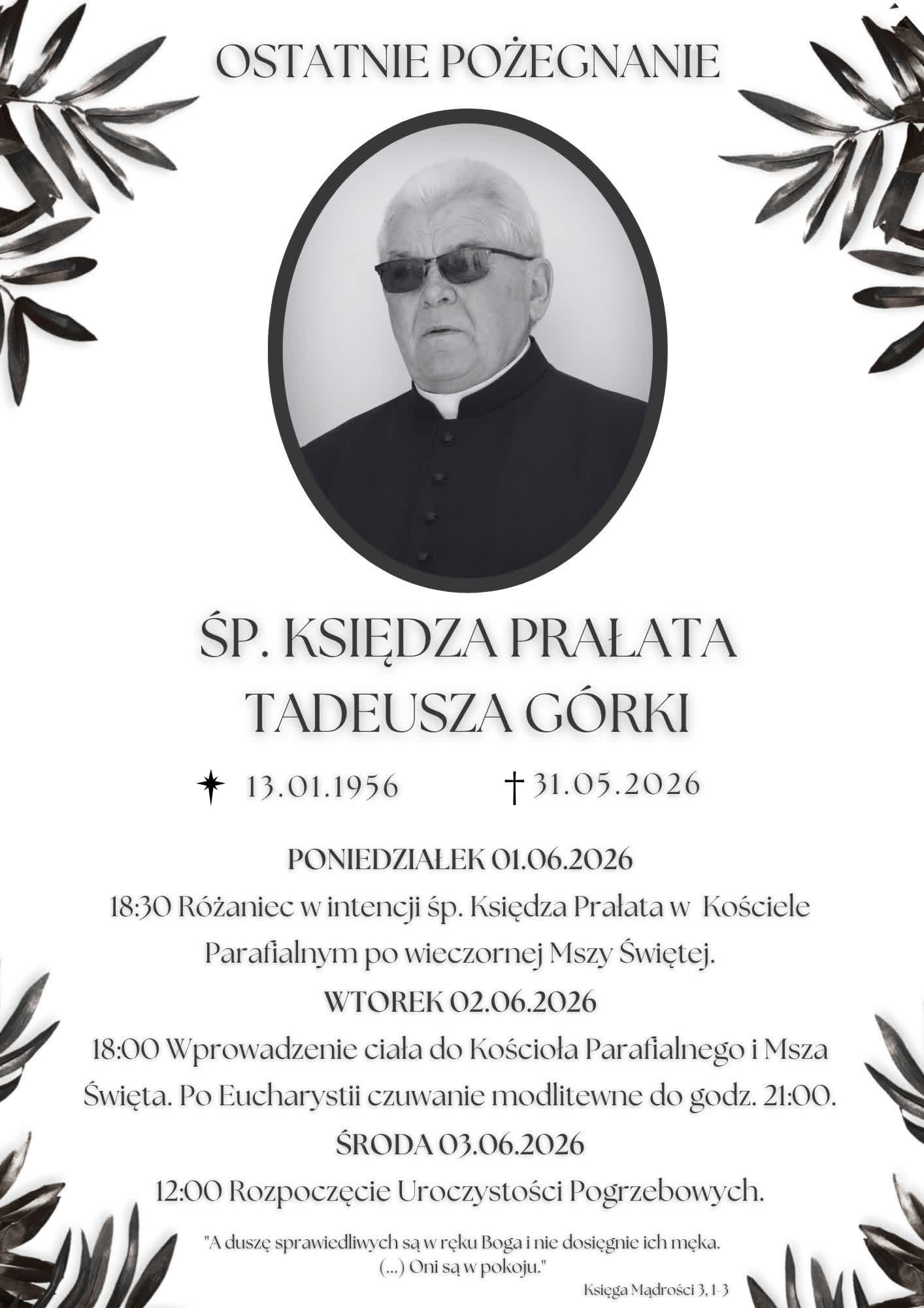 Zmarł ks. Tadeusz Górka, emerytowany proboszcz parafii w Jadownikach