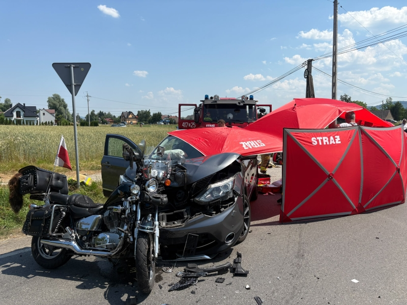 Tragiczny wypadek w Biskupicach Melsztyńskich. Nie żyje motocyklista