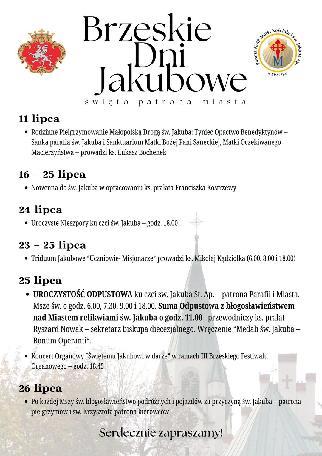 Brzeskie Dni Jakubowe 2026 / Program