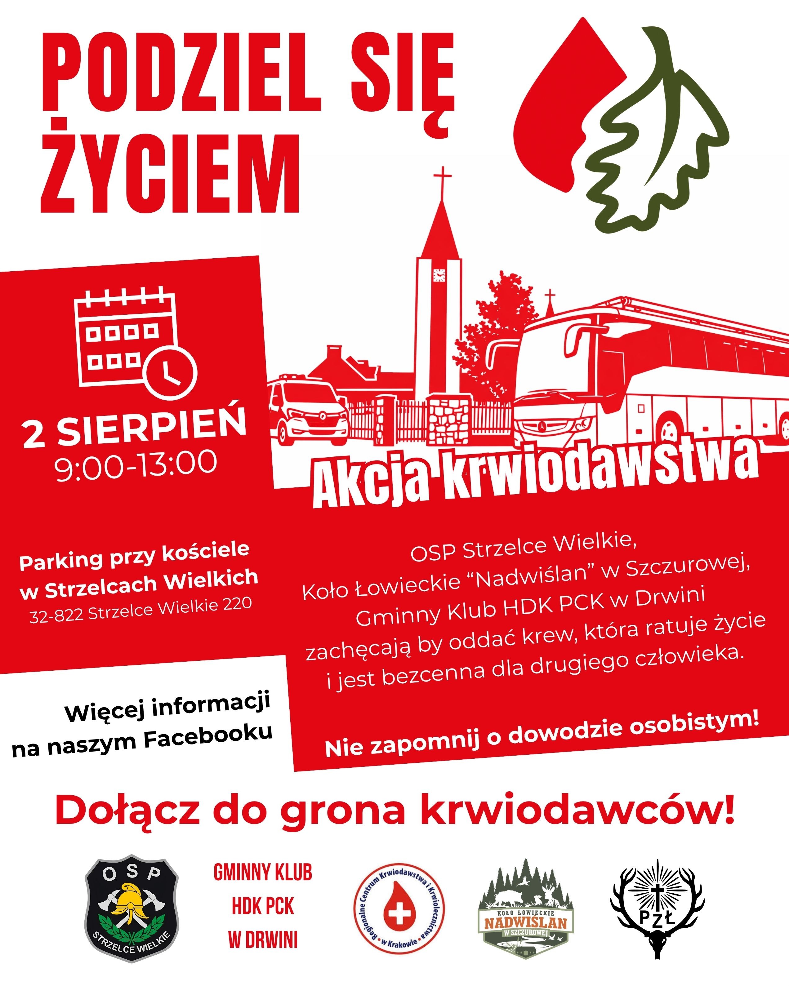 Akcja krwiodawstwa w Strzelcach Wielkich / 2 sierpnia 2026 r.