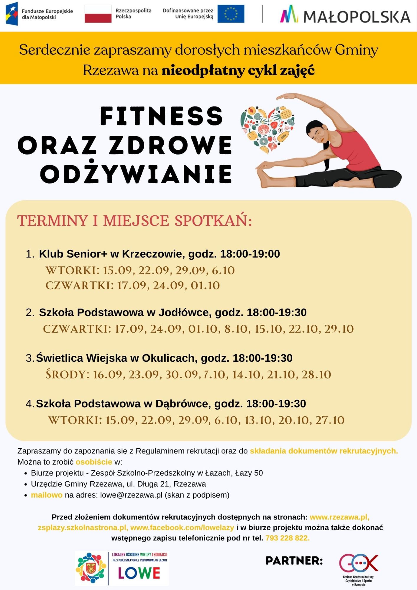 Zapraszamy dorosłych mieszkańców Gminy Rzezawa na BEZPŁATNY cykl zajęć