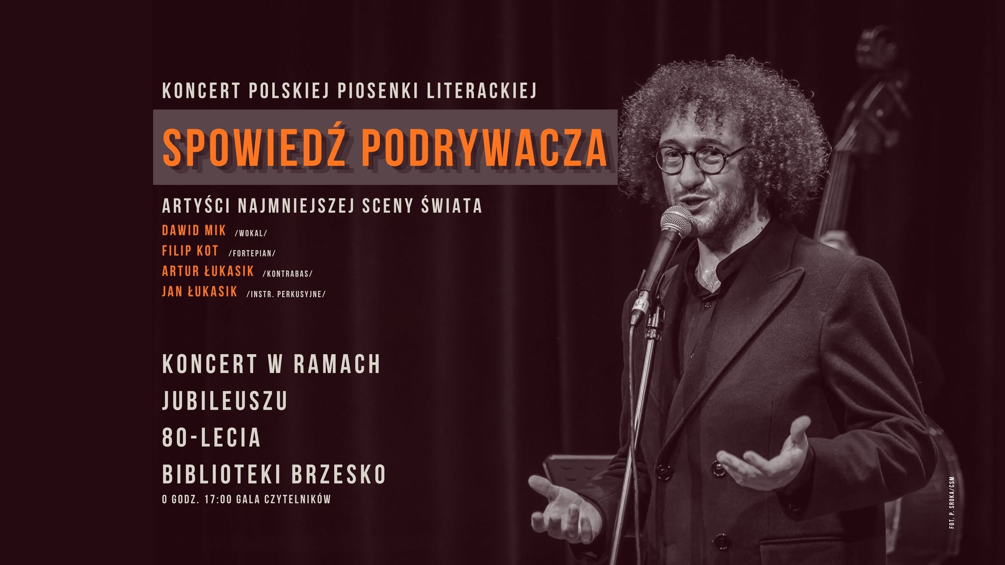 Koncert piosenki literackiej na 80-lecie Biblioteki Brzesko. Wystąpią artyści Najmniejszej Sceny Świata