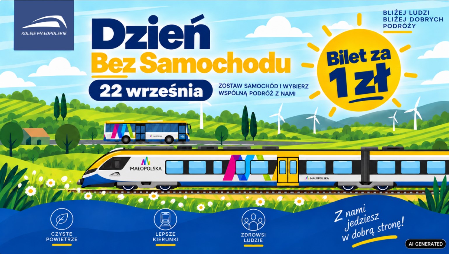 Małopolska. Bilet za 1 zł – Międzynarodowy Dzień bez Samochodu