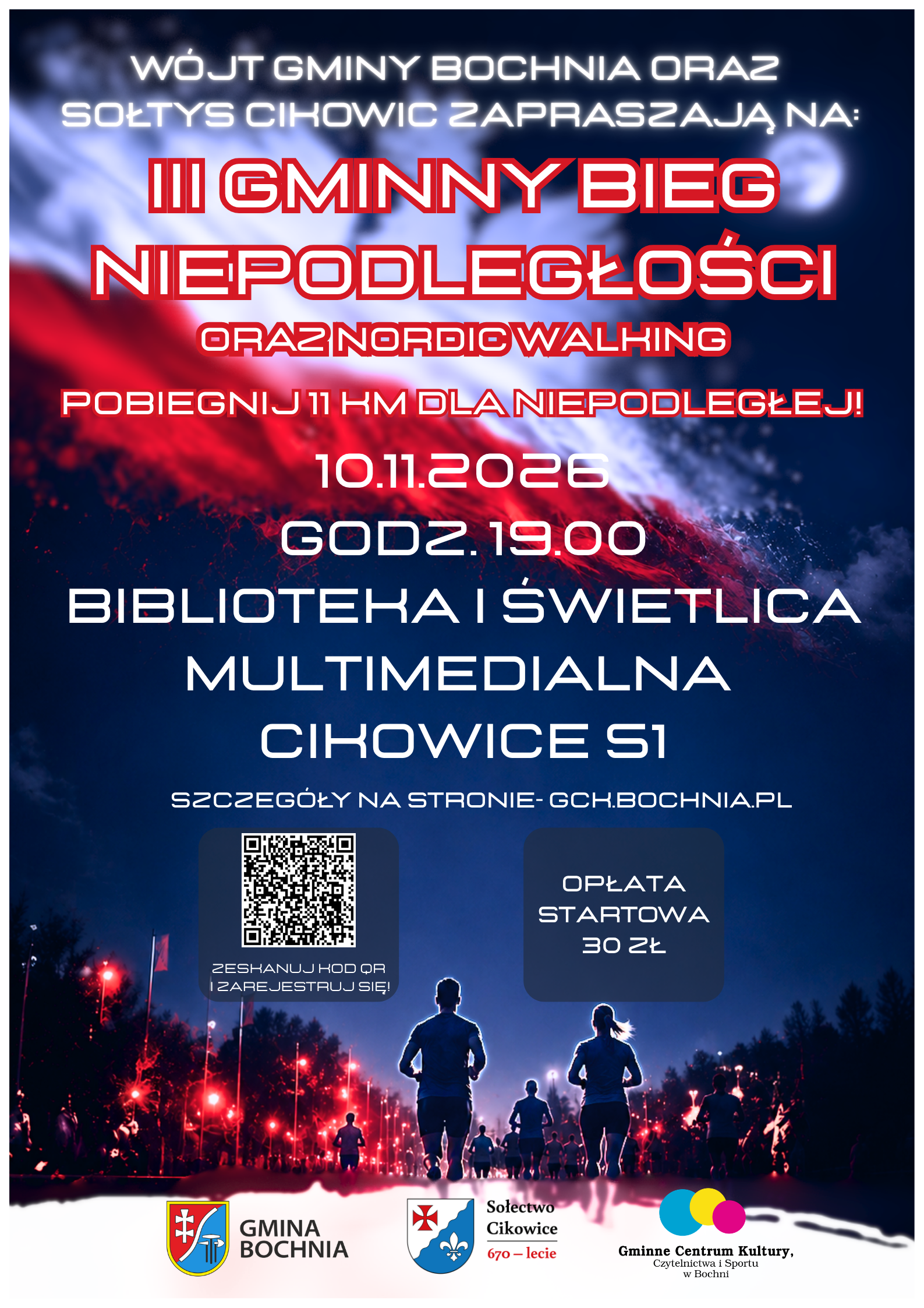 III Gminny Bieg Niepodległości w Cikowicach – bieg nocny